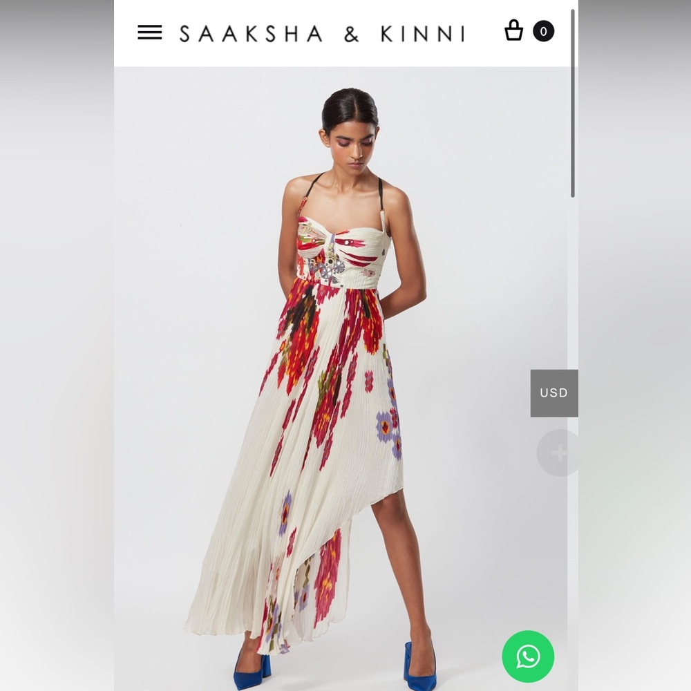 Saaksha & Kinni Ivory Floral Print Asymmetric Lehenga
